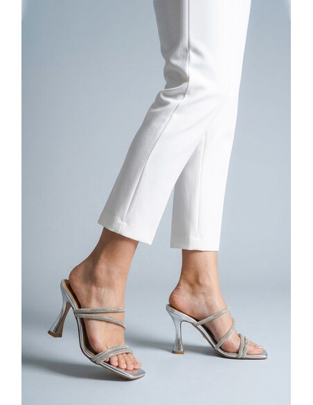 Sandy Women's Heeled Slippers Silver