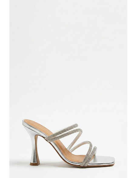 Sandy Women's Heeled Slippers Silver