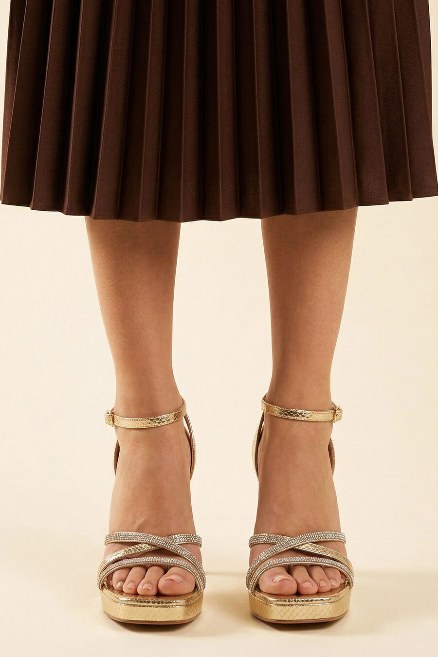Sarah Gold Platform Crystal...