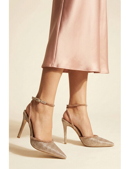 Sadie Gold Shimmer Heeled Evening Shoe
