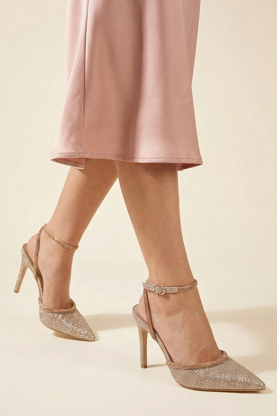 Sadie Gold Shimmer Heeled Evening Shoe