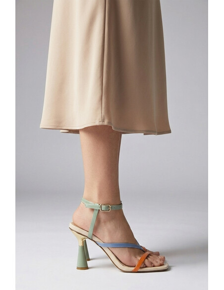 Serahina Beige Multi Heeled Evening Sandal