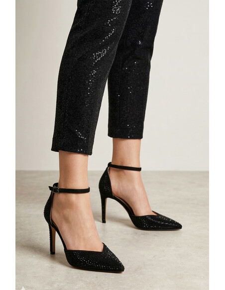 Nora Women's Evening Dress Heeled Shoes Black Stone