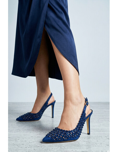 Sakura Women's Heeled Sandals Navy Blue Satin