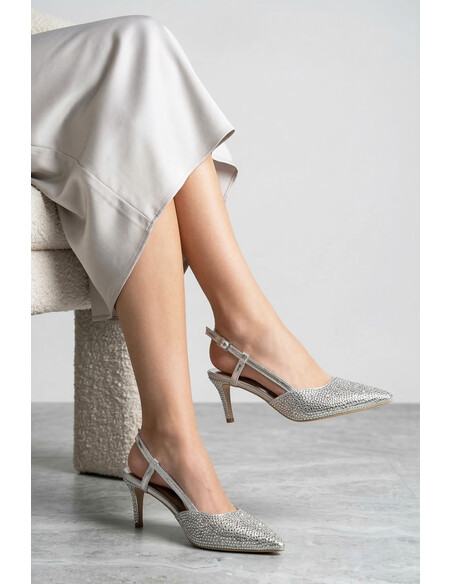Nadia Silver Crystal Embellished Women’s Evening Heel
