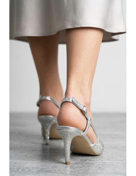 Nadia Silver Crystal Embellished Women’s Evening Heel