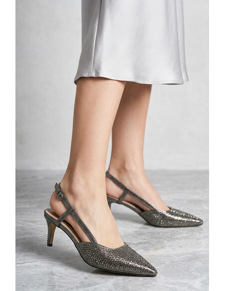Nadia Nickel Crystal Embellished Women’s Evening Heel