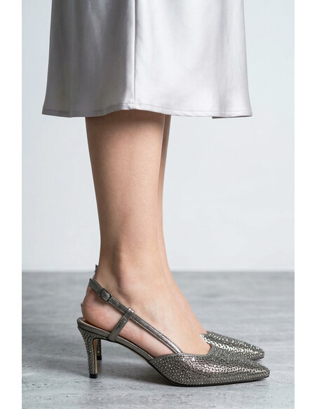 Nadia Nickel Crystal Embellished Women’s Evening Heel
