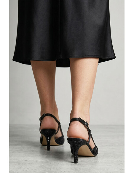 Nadia Black Crystal Embellished Women’s Evening Heel