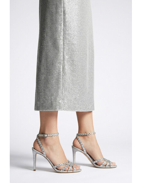 Suzana Women's Heeled Sandals with Silver Crystals