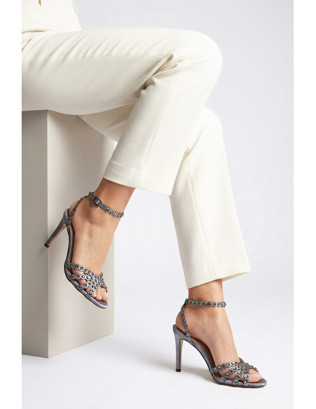 Suzana Women's Heeled Evening Sandals Nickel Crystal