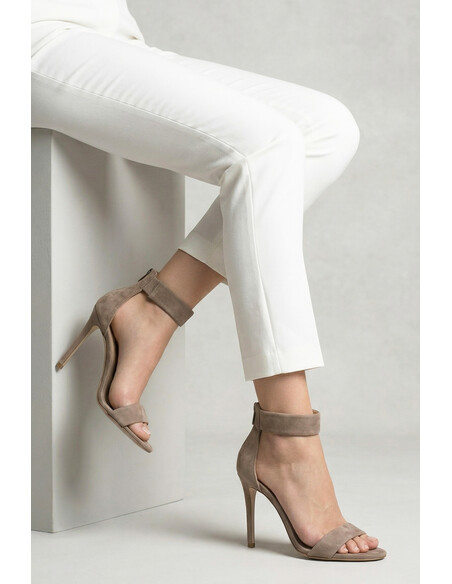 Nemesis Genuine Leather Women's Heeled Evening Sandals in Mink