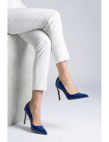 Nemesis Genuine Leather Women's Stiletto Blue Patent Leather