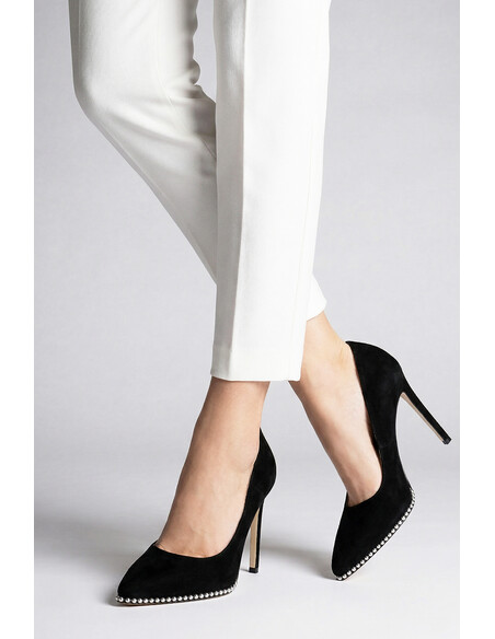 Angel Women's Heeled Shoes Black Suede Leather
