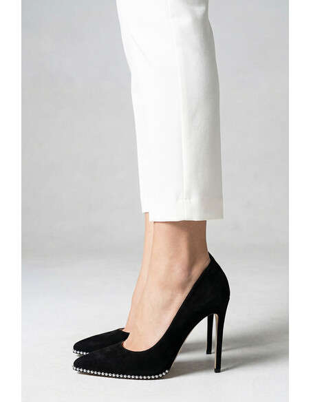 Angel Women's Heeled Shoes Black Suede Leather