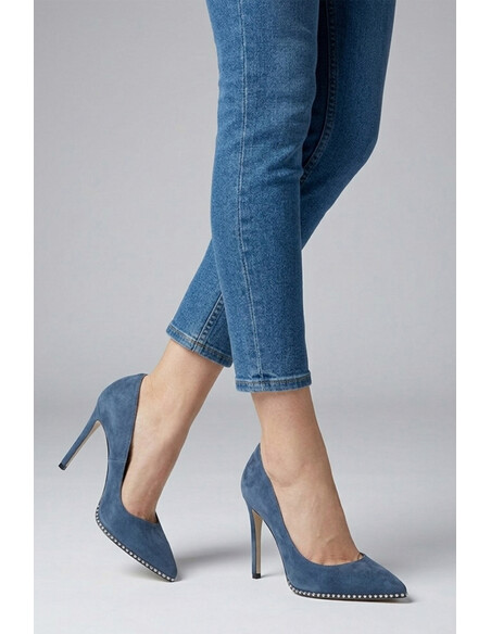 Angel Women's Heeled Shoes Blue Suede Leather