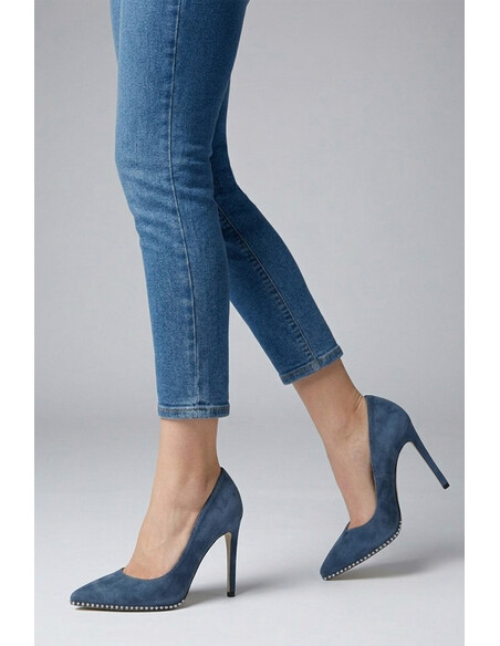 Angel Women's Heeled Shoes Blue Suede Leather