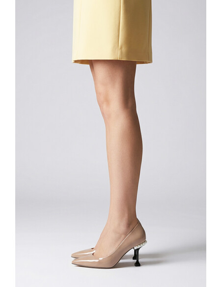 Miu Miu Genuine Leather Women's Heeled Shoes Powder