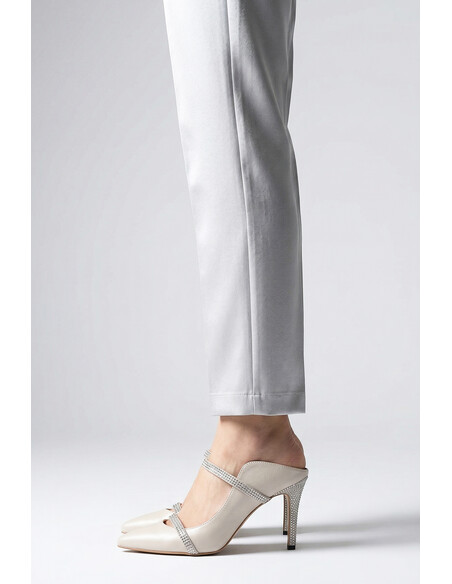 Mari Genuine Leather Women's Heeled Shoes Beige
