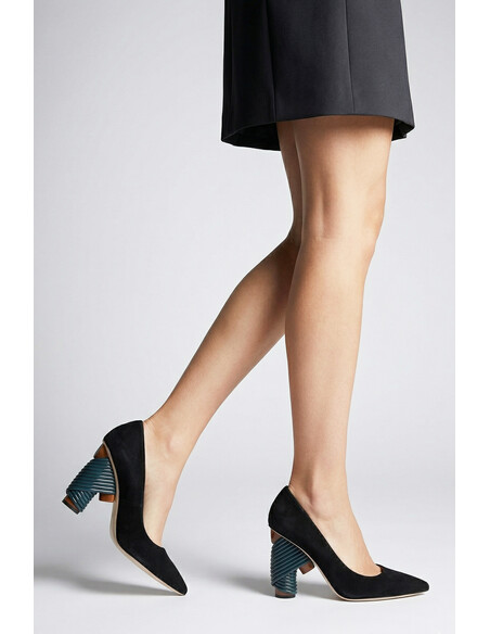 Beren Genuine Leather Women's Heeled Shoes Black Suede