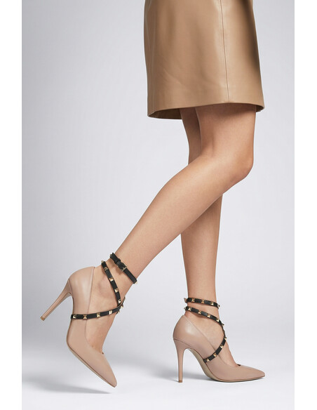 Nemesis Genuine Leather Women's Heeled Shoes Mink Beige