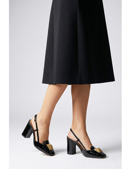 Elis Genuine Leather Women's High-Heeled Shoes Black