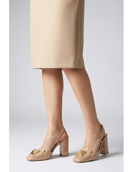 Elis Genuine Leather Women's High-Heeled Shoes in Nude