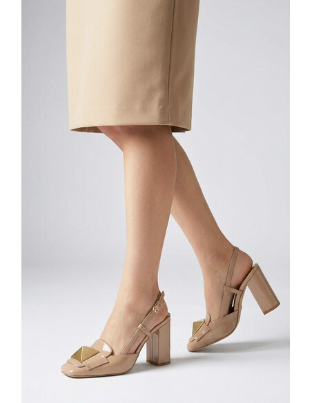 Elis Genuine Leather Women's High-Heeled Shoes in Nude