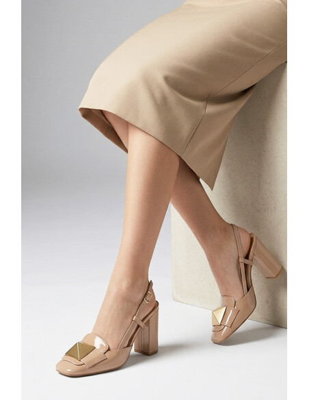 Elis Genuine Leather Women's High-Heeled Shoes in Nude