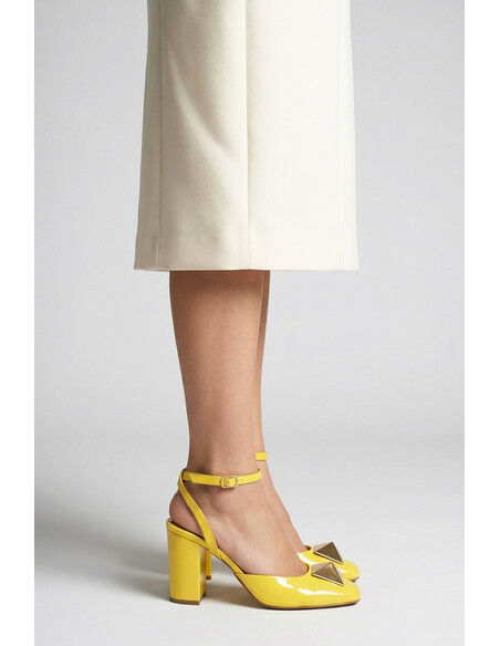 Victoria Genuine Leather Women's High-Heeled Shoes Yellow
