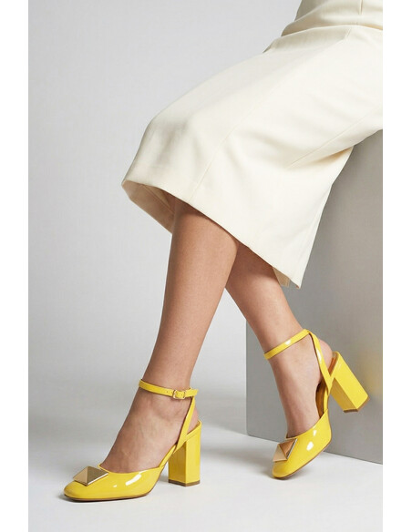 Victoria Genuine Leather Women's High-Heeled Shoes Yellow