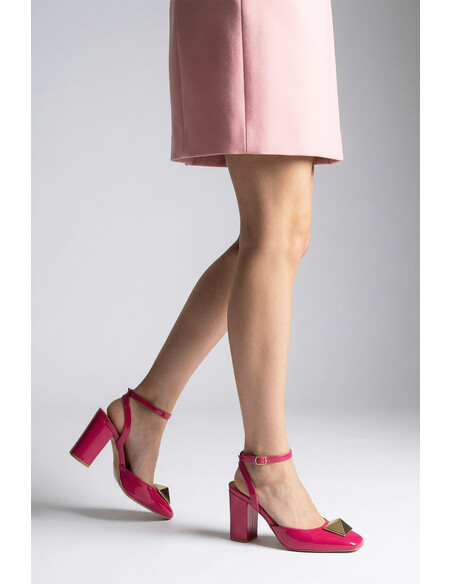 Victoria Genuine Leather Women's Heeled Shoes in Fuchsia