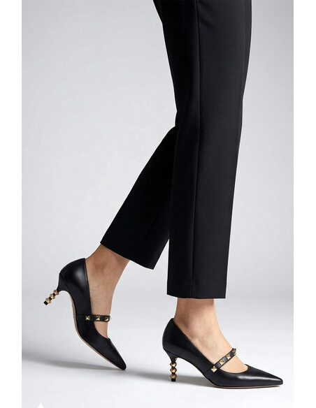 Veruca Genuine Leather Women's Heeled Shoes Black