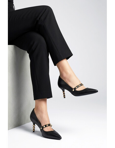 Veruca Genuine Leather Women's Heeled Shoes Black