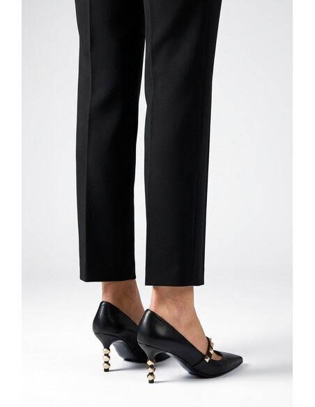 Veruca Genuine Leather Women's Heeled Shoes Black