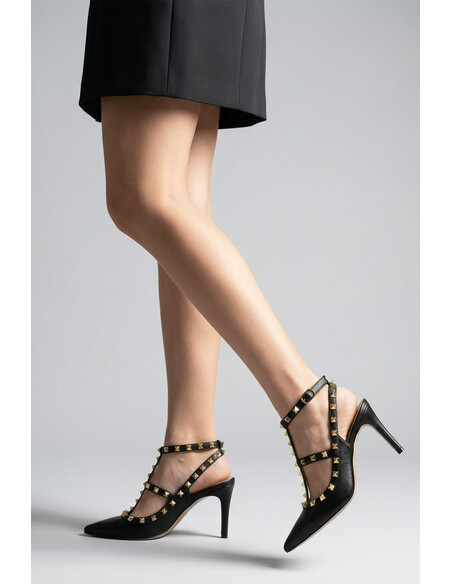 Rocks Genuine Leather Women's Heeled Shoes Black