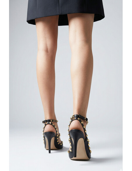 Rocks Genuine Leather Women's Heeled Shoes Black