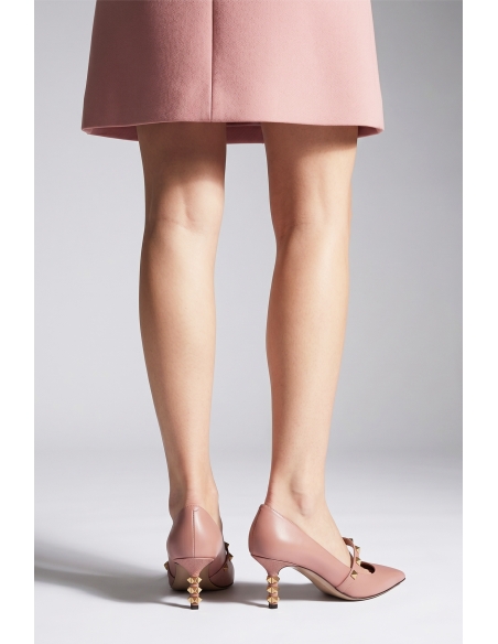 Veruca Genuine Leather Women's Heeled Shoes Powder