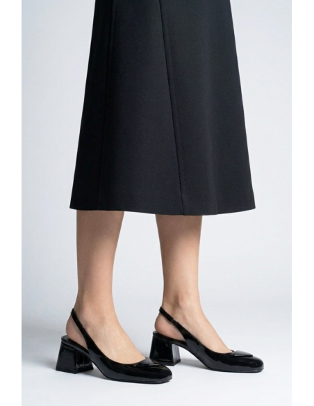Kate Genuine Leather Slingback Heels Black