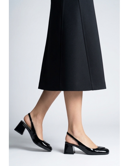 Kate Genuine Leather Slingback Heels Black