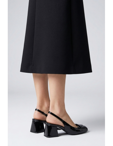 Kate Genuine Leather Slingback Heels Black