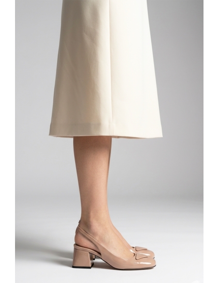 Kate Genuine Leather Slingback Heels Powder Nude
