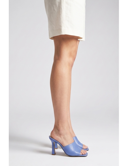 Rodina Genuine Leather Women's Heeled Slippers Blue