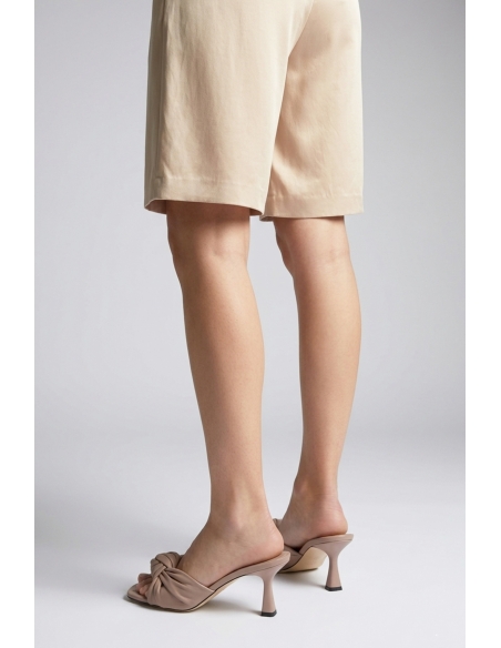 Rebeca Genuine Leather Women’s Heeled Slippers Nude