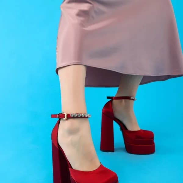 Donatella Kadın Platform Topuklu Ayakkabı Fuşya Saten